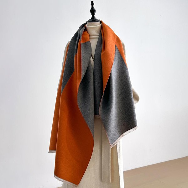 Bufanda De Lana De Invierno Para Mujer - Chal Pashmina Largo CáLido Color SóLido Tipo Cachemir, Chal, Hiyab, PañUelo Y PañUelo Para La Cabeza Black-image