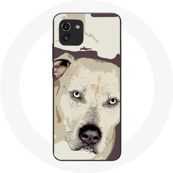 Funda - Maniacase - Samsung Galaxy A03 - Perro Pitbull Blanco - Silicona - Flexible Negro-image