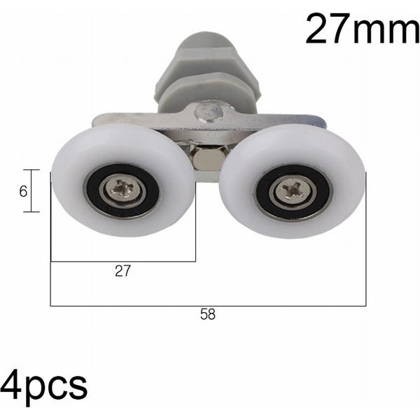 4 Piezas De Ruedas Deslizantes Para Puerta De Ducha De BañO Doble, 19/23/25/27 Mm De DiáMetro, Accesorios De Polea Para Puerta De Cabina De Ducha-image