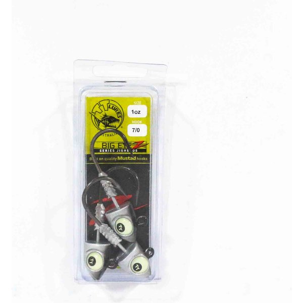 Tackle Tactics TT Big Eyez Cabeza De Jigs 1 Oz 7/0 Ojo Plateado Negro Glow Eyez (5260)-image