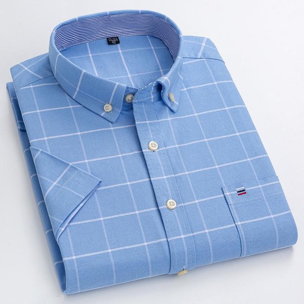 100% BawełNa Oxford MęSka Koszula KróTki RęKaw Nowa Wysoka Jakość Biznesowa Codzienna Moda MęSka DużE Rozmiary Koszula Formalna S-7XL 41-image