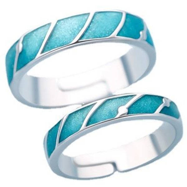 Anillo De Pareja Lluvia De Meteoros Amor A Distancia Te ExtrañO Anillo Para Hombres Y Mujeres Apertura Ajustable Anillo De Pareja Regalo Blue-image