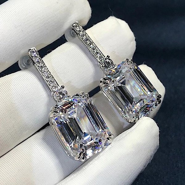 Pendientes Huitan Sencillos De Moda Con Forma Cuadrada De Circonita CúBica Para Mujer, Accesorios De Compromiso, Boda, Novia, Pendientes De Cristal, JoyeríA De Lujo.-image