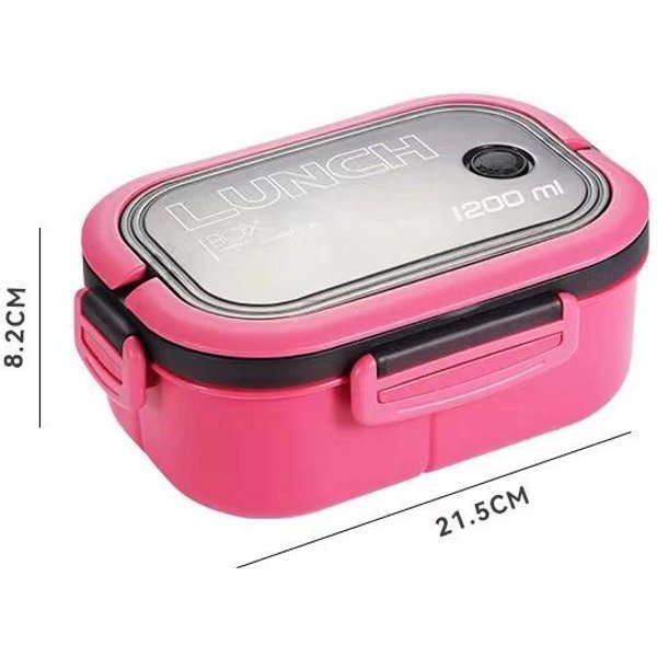 Fiambrera Individual De Doble Capa, Compartimento PortáTil, Caja De Comida Para Frutas, Fiambrera Para Microondas Con Tenedor Y Cuchara, Caja Fresca Para Picnic 3&2-image