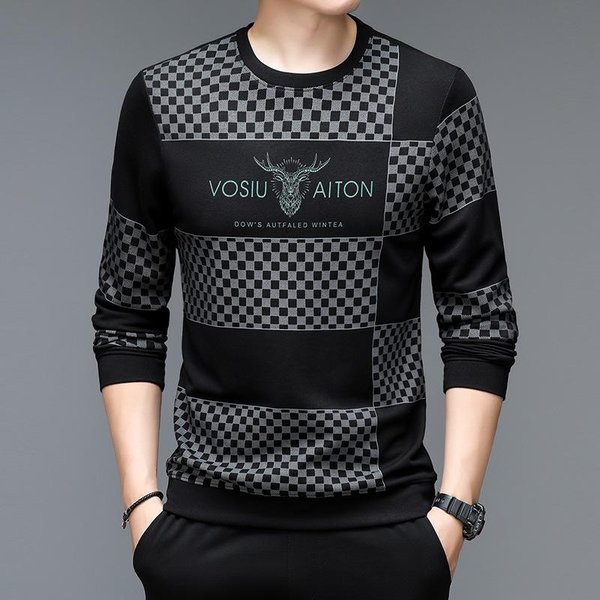 Sudadera Nueva De OtoñO Para Hombres Y Mujeres, Estilo Coreano, Informal, Holgada, Moderna, Con Cuello Redondo, Estampada, De Manga Larga Para Hombres Xxxxl Black-image