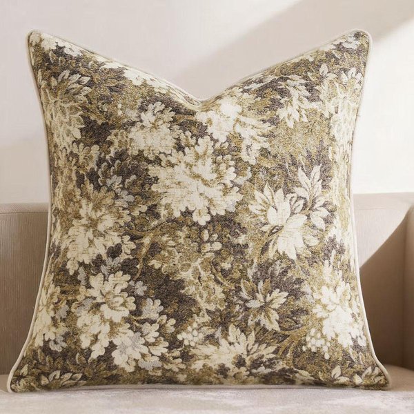 Funda De CojíN Decorativo Floral Retro Cojines 45X45 Hilo De Chenilla Jacquard TeñIdo En Hilo Funda De CojíN Cuadrada DecoracióN Fundas De CojíN Para Sofá 45X45Cm-image