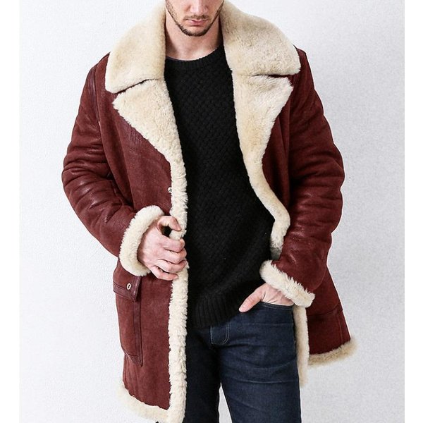 Abrigo Integral De Piel Gruesa Para OtoñO E Invierno Abrigo Largo De ImitacióN De Cuero Chaqueta Para Hombre 4XL Black-image
