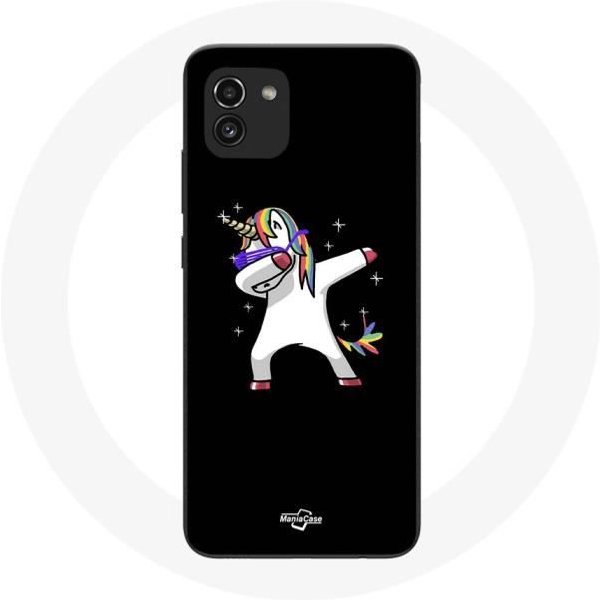 Funda - Maniacase - Samsung Galaxy A03 - Silicona Negra - Flexible - DiseñO Unicornio Negro-image