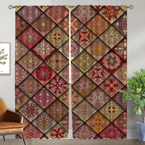 Cortinas De HabitacióN Elegantes Bohemia Para Sala De Estar Cortina De Ventana Tul Para Dormitorio DecoracióN De Halloween ParticióN Estores Cocina W50Xh70Cmx2Pcs-Cl-image