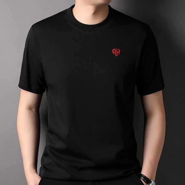 Verano Nuevo Hombre Seda De Morera Cuello Redondo Casual Manga Corta Holgada Camiseta Hombre Transpirable Talla Grande Media Manga Hombre Sencillo 58-image