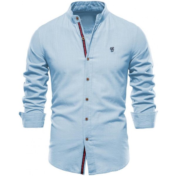 Koszula MęSka Slim Fit Mieszanka BawełNy Z DłUgimi RęKawami Stylowa, OddychająCa, łAtwa W PielęGnacji Letnia, Jesienna Koszula MęSka M-image