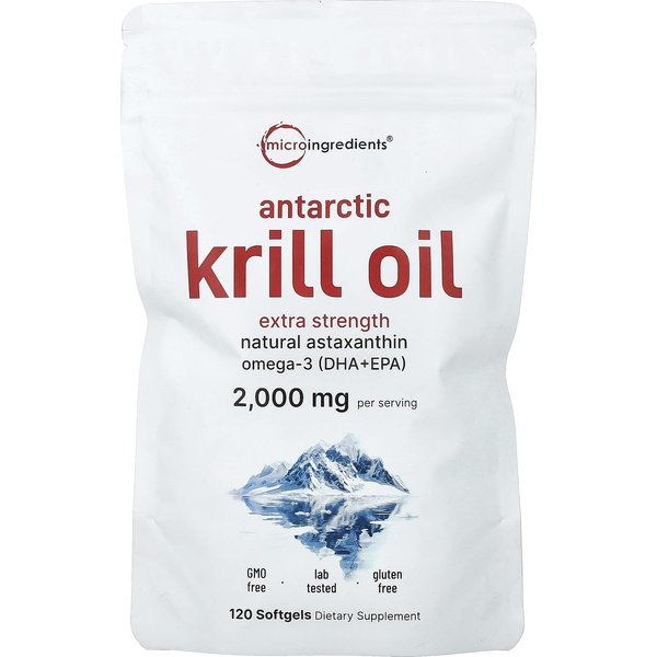 Micro Ingredientes, Aceite De Krill AntáRtico, 120 CáPsulas Blandas (1.000 Mg Por CáPsula Blanda)-image