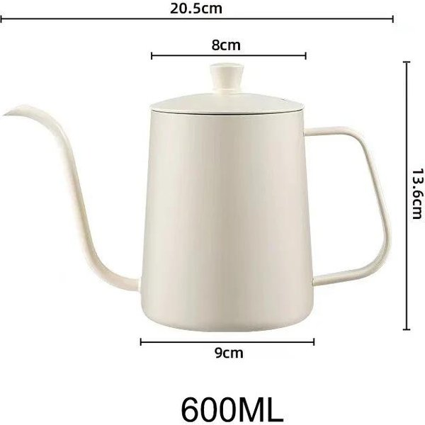 Cafetera De 350/600ML Con Tapa Pitorro Largo Olla De Boca Fina Acero Inoxidable 304 Cafetera Para PreparacióN Manual De Café Herramienta Manual Para Verter Café-image