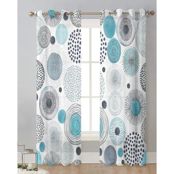 SzałWiowa Zieleń Geometryczna Faktura Nowoczesne Tiulowe ZasłOny Salon Kuchnia Przezroczyste Dekoracje Okienne Woalowe ZasłOny Z Przelotkami W75X166H(Cm)X2Pcs&Grommet Top-image