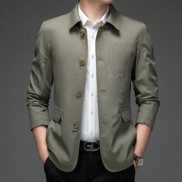 Chaqueta De Primavera Para Hombre Nueva, Chaqueta De AlgodóN Con Solapa, Chaqueta Informal Con Botones Para Papá De Mediana Edad 4XL Gray-image
