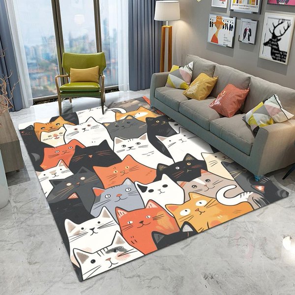 Abstrakcyjny Kot Kociak Dywanik AntypośLizgowy Mata WejśCiowa Do Salonu Sofa Sypialnia Gabinet Kuchnia PrzedpokóJ Fajny WystróJ Domu Dywanik 50X80Cm White-image