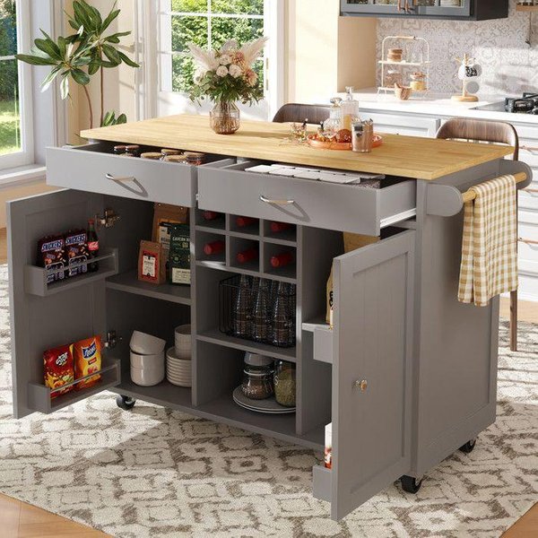 Isla De Cocina - Muvoe - Mesa Multifuncional - 102X45X92 Cm - Almacenamiento Flexible - DiseñO Moderno-image