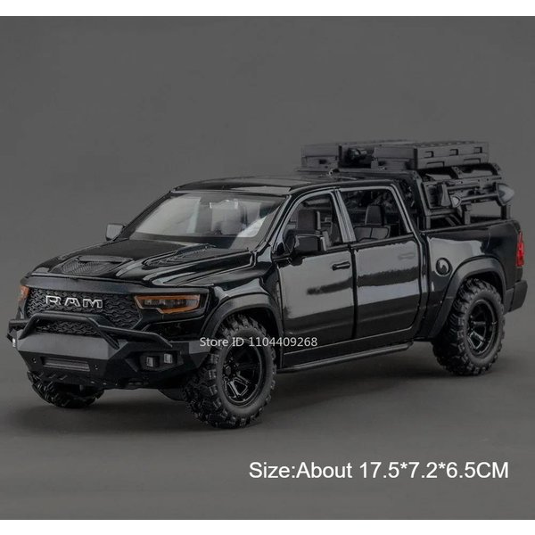1:32 Hilux Ram Mammoth Model Samochodu Zabawka Stop Metal Diecast DźWięK ŚWiatłO Pull Back Amortyzacja Pojazd Pickup Terenowy Prezenty Dla ChłOpcóW-image