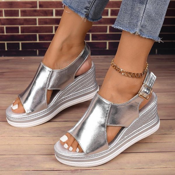 Sandalias De CuñA De Verano Para Mujer Con Puntera Descubierta, Correa Trasera Con Hebilla, Plataforma, Sandalias Mujer Moda Suela Gruesa Sandalias Zapatos Romanos 38 Brown-image