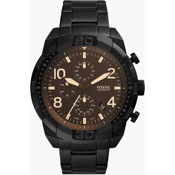 Reloj Fossil, Acero Inoxidable, Negro FríO Con Cristal Color Té, CronóGrafo De Tres Esferas, Reloj De Cuarzo Para Hombre FS5876 Negro-image