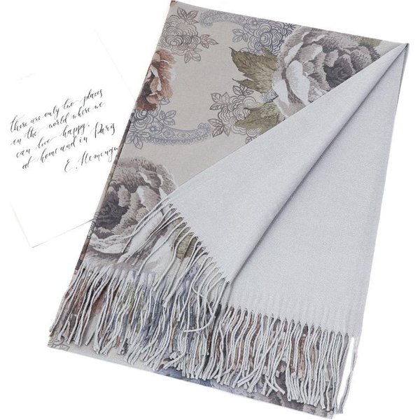 Bufanda De Cachemira De Marca De Lujo Para Mujer Estampada Invierno CáLida Chal Y Envoltorios Pashmina Bandana Larga Gruesa Manta Femenina Foulard Gray-image