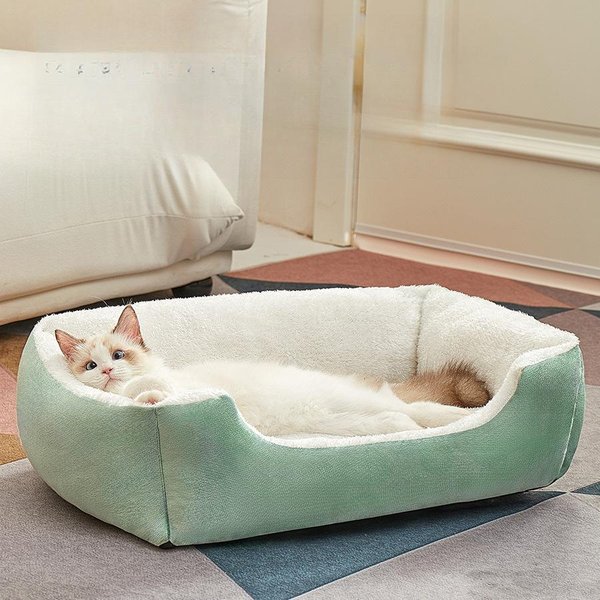 Nido CáLido Para Mascotas En Invierno Nido Para Gatos Cuadrado Perrera Para Perros Universal Para Cuatro Estaciones Alfombrilla Para Mascotas Oso Teddy Sofá Perrera Grey S 50 * 40-image
