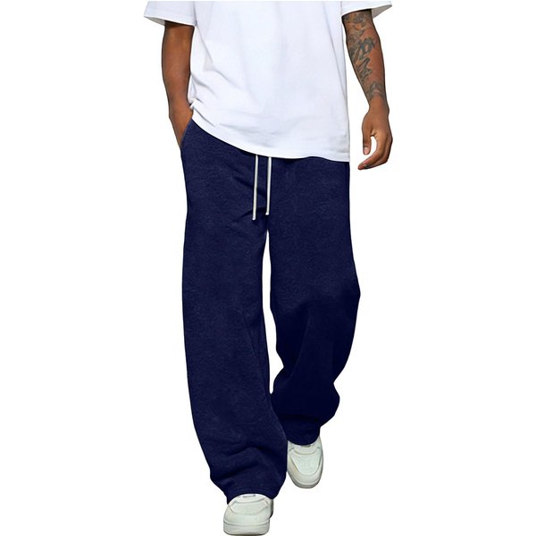 Pantalones De CháNdal Holgados Para Hombre, Estilo Baggy, Cintura Con CordóN, Pantalones Casuales, Joggers De Ajuste Relajado Para Uso Diario S Azul Oscuro-image