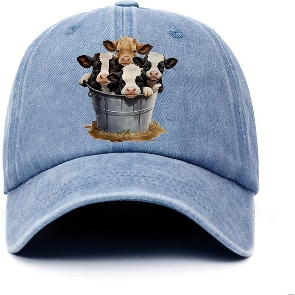 Bonita Gorra De BéIsbol Con Estampado De Vaca Y Visera Ajustable Para ProteccióN Solar Al Aire Libre Y Gorra Casual Tipo Pato Adecuada Para Hombres Y Mujeres Adjustable Gray-image