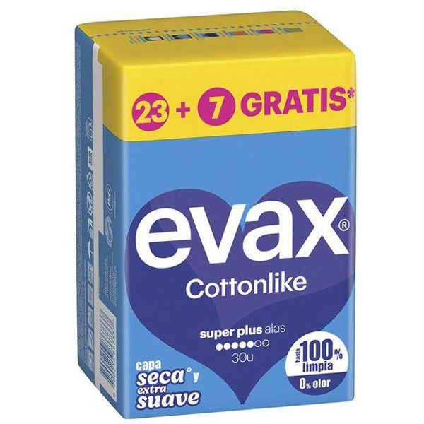 Compresas Evax Cottonlike Super Plus Con Alas 30 Unidades-image