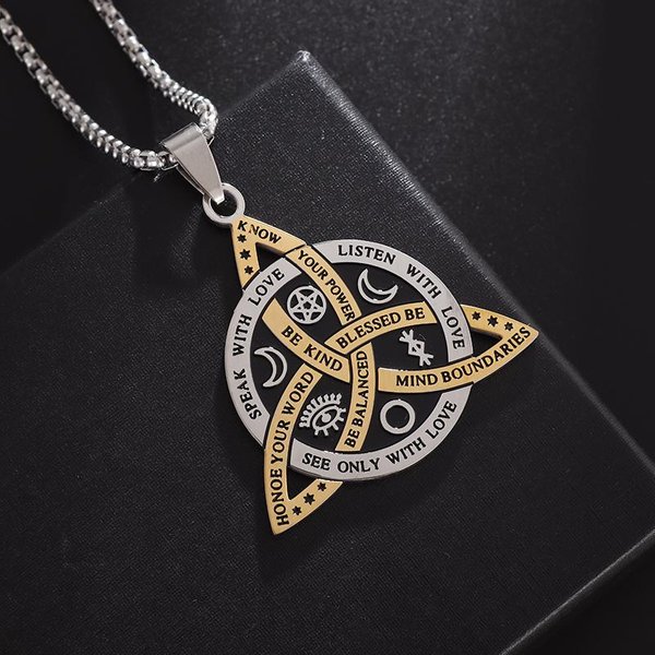 Wisiorek Ze Stali Nierdzewnej Celtycki WęZeł TróJcy Czary Naszyjnik MężCzyźNi Kobiety SzczęśCie Celtycki WęZeł Amulet BiżUteria Al4578-Gold Black-image