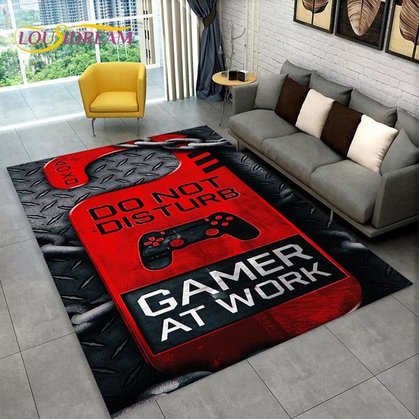 Alfombra De áRea De Gamepad De Juego De Gamer De Dibujos Animados, Alfombra Para Sala De Estar, Dormitorio Infantil, DecoracióN De Felpudo Para Cocina, Alfombra Antideslizante Para NiñOs 40X60Cm(15X23In)-image