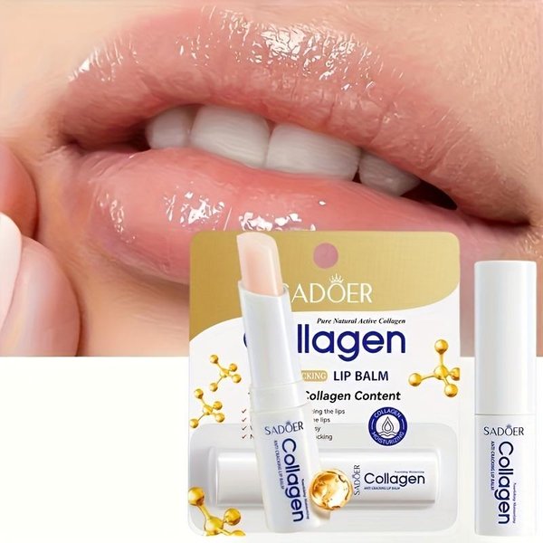 BáLsamo Labial Hidratante Brillo Labial Hidratante BáLsamo Labial De ColáGeno - Labios Suaves Y Lisos LáPiz Labial De Larga DuracióN Cuidado Labial 1Pc Beige-image