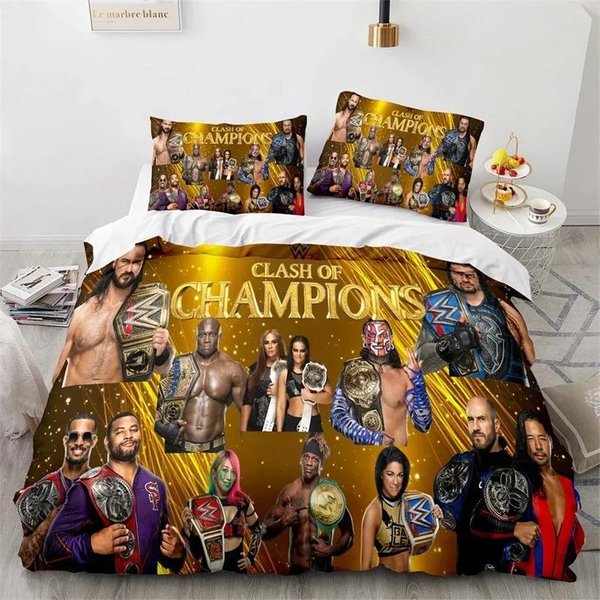 ImpresióN 3D Juego De Lucha Wwe Eaw ColeccióN De Ropa De Cama Funda NóRdica Colcha ColeccióN De Cama Funda De Colcha Funda De Almohada TamañO King Queen Twin NiñOs NiñAs 70X133Cm 2Pcs-image