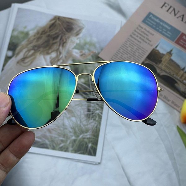 ÚLtimas Gafas De Sol Elegantes Para Hombre Estilo Aviador CláSico Para Conducir Gafas De Sol Montura De Metal AleacióN Lente Espejo Ocio Pesca Hombre/Mujer ProteccióN UV 400 Blue-image