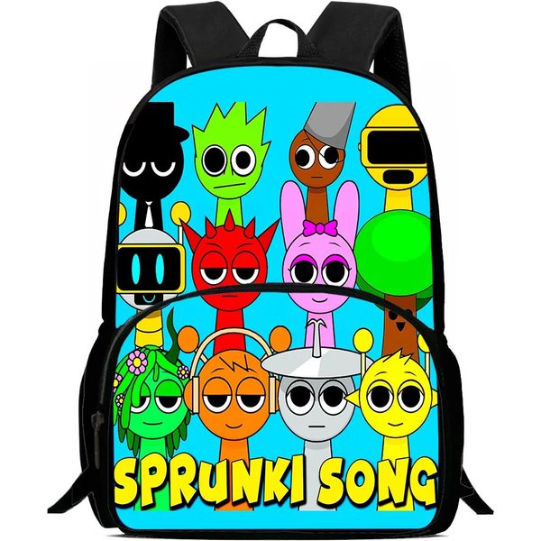 Mochila Infantil Cartoon Sprunki Con Bolsillo Frontal, Bolsas Para El Almuerzo, Estuches Para LáPices Para Edades 5-10, Mochilas Escolares Para NiñOs NiñAs-image