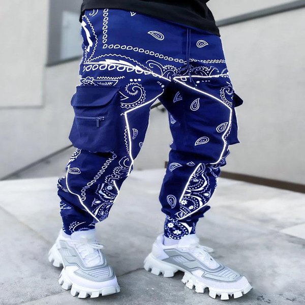 MęSkie Spodnie Z Nadrukiem Hip Hopowe MęSkie Spodnie Cargo Spodnie Moda Streetwear Spodnie Dresowe Dla MężCzyzn Biegaczy High Street LuźNe Spodnie M Kolor Granatowy-image