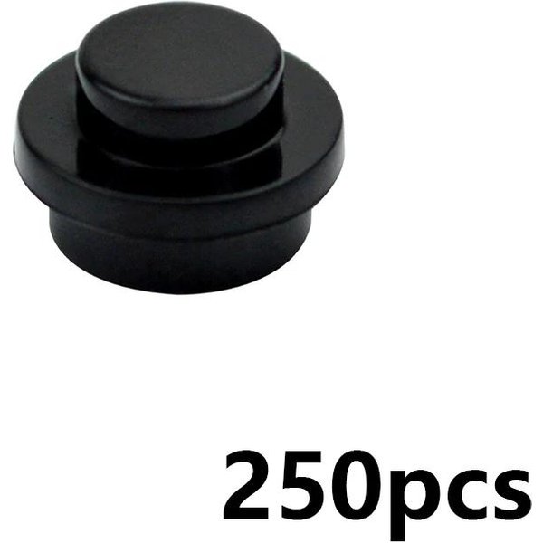 250 Sztuk 1X1 OkrąGłE Kropki Klocki Budowlane DIY MOC CząSteczki PłYtka Lampka CegłY Kompatybilne Z 4073 6141 15570 Czarny-image