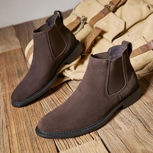 Zapatos De CañA Alta De Cuero AutéNtico Estilo BritáNico Para Hombre, Botas De CañA Media De Gamuza, Botas Chelsea De Gamuza Y Nobuck Para Hombre 43 Black-image