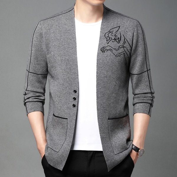 CáRdigan Fino Nuevo De Primavera Y OtoñO Para Hombre, SuéTer Casual De Color SóLido, Moda Coreana, Abrigo Para Hombre 130/4XL-image