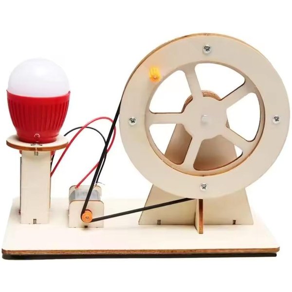 Drewniany Generator RęCzny DIY Zabawka Naukowa Dla Dzieci Zabawny GadżEt Technologiczny Stem Zestaw Fizyczny Zabawki Edukacyjne Dla Dzieci Zabawka Edukacyjna Beige-image