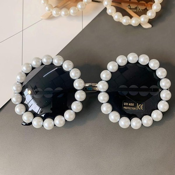 Nowe Luksusowe PerłOwe Okulary PrzeciwsłOneczne Damskie Modne Metalowa Oprawka OkrąGłE Gradientowe UV400 Okulary SłOneczne Marka Projektanta With Pouch And Cloth-image