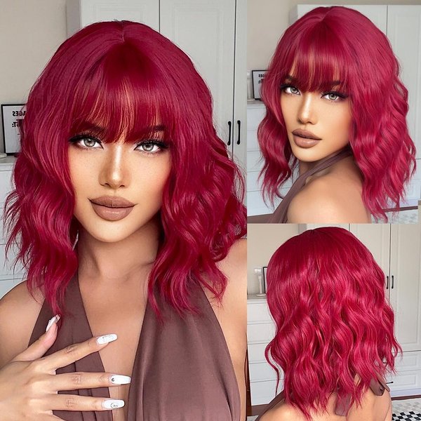 Gemma Pelucas SintéTicas Largas Lisas Cobre MarróN Rojizo Jengibre Para Mujer Pelucas De Onda Natural Con Flequillo Cabello Para Cosplay Resistente Al Calor Brown-image