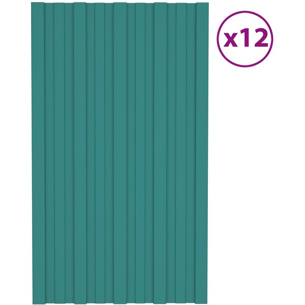 Panel Dachowy 12 Szt. Zielony 80 X 45 Cm Stal Ocynkowana-image
