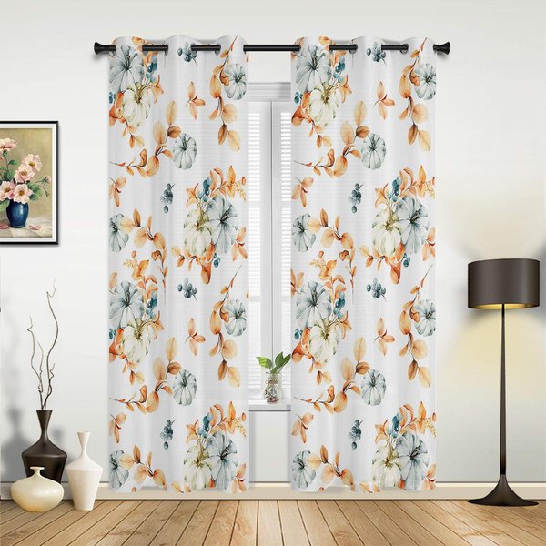 Jesienne Dyniowe PomarańCzowe LiśCie Tekstura Luksusowa ZasłOna Okienna Do Salonu Sypialni Dekoracja Domu Kuchnia Na ZasłOny Okienne 135W X 60H(Cm) X1 Beige-image