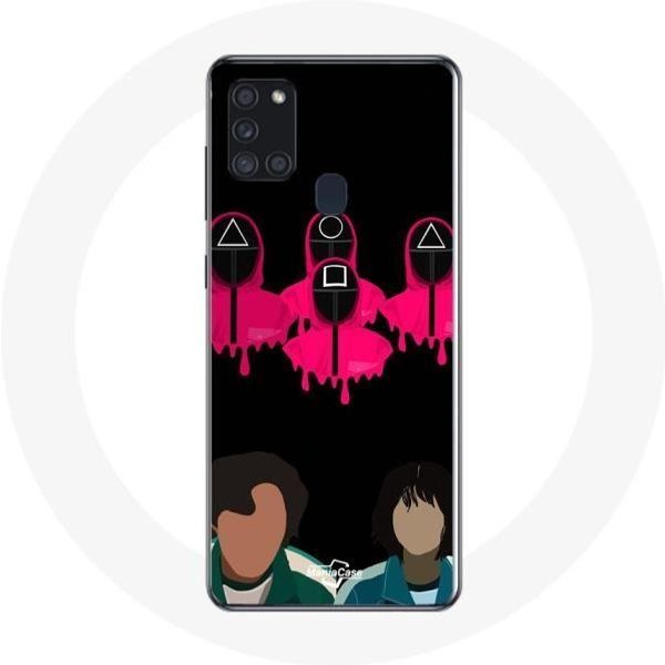Funda Samsung Galaxy A21S Juego Del Calamar Seong Gi Hun Y Kang Sae Byeok MáScaras TriáNgulo Cuadrado Y CíRculo-image