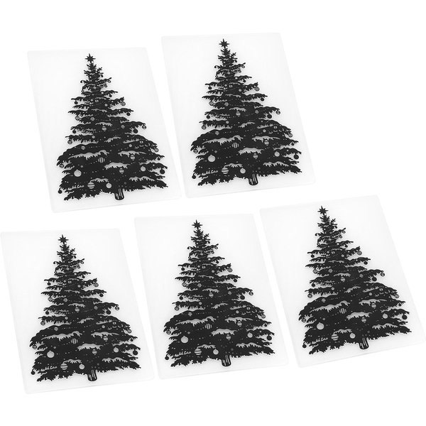 Juego De 5 Carpeta De Repujado De PláStico DIY FabricacióN De Tarjetas Scrapbooking Manualidades En Papel PatróN De ÁRbol De Navidad Gray-image