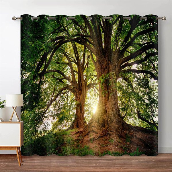 ZasłOna ZaciemniająCa 3D Las DżUngla Drzewo Sceneria Natury ZasłOna Okienna Salon Sypialnia Wodospad Rozsuwana Na Boki Lewa I Prawa 100W130H(Cm)40X51In&Hook-image