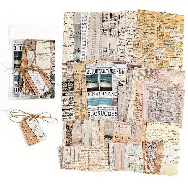 100 Sztuk/Opakowanie Dekoracja Scrapbook Vintage MateriałY Papier Combo Kit DIY Junk Journal Kolaż Album Ze ZdjęCiami Retro TłO Papierowe Beige-image