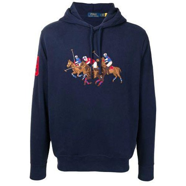 Sudadera De Manga Larga Con Capucha Bordada Con Estampado Del Logo Polo Ralph Lauren Para Hombre Azul 710823853-001 M Blue-image
