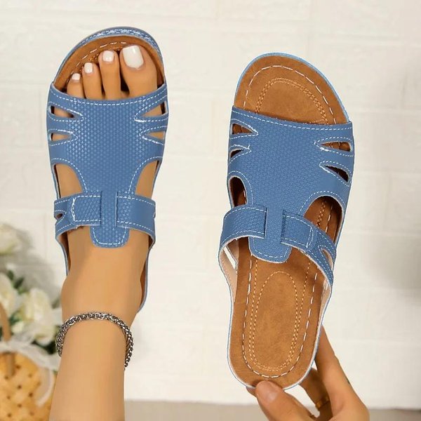 Zapatos Femeninos Alta Calidad Punta Abierta Pantuflas De Mujer Pantuflas Casuales Para Exteriores Mujeres CuñA Punta Redonda Sandalias De Mujer 43 Azul Royal-image